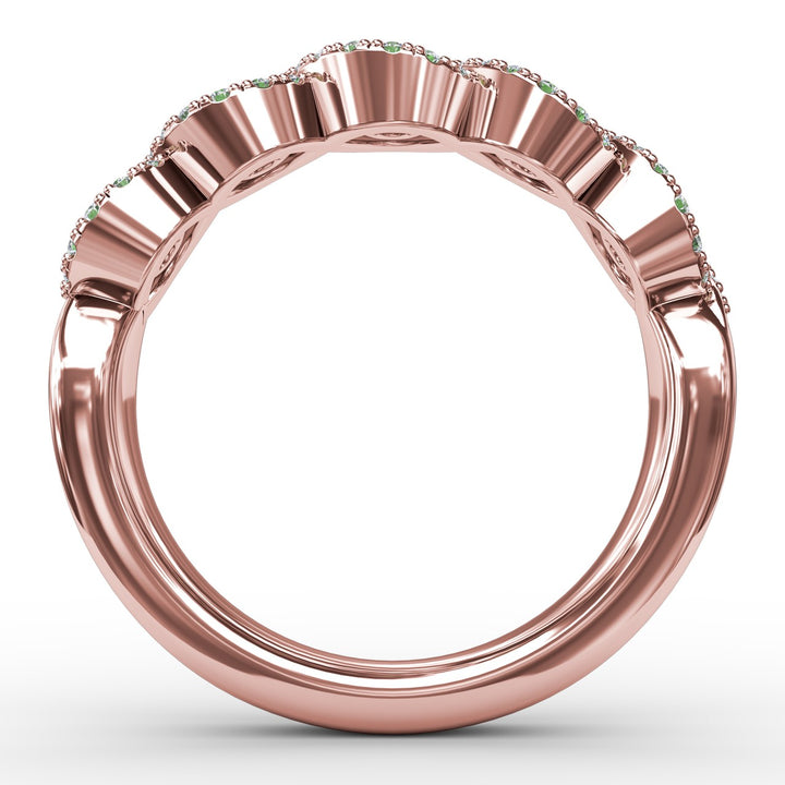 Hold Me Close Emerald and Diamond Twist Ring