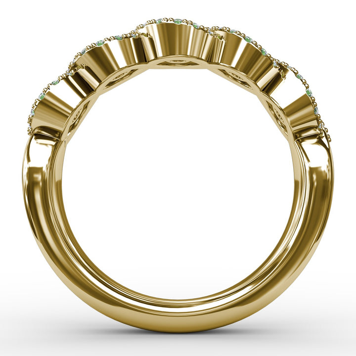 Hold Me Close Emerald and Diamond Twist Ring