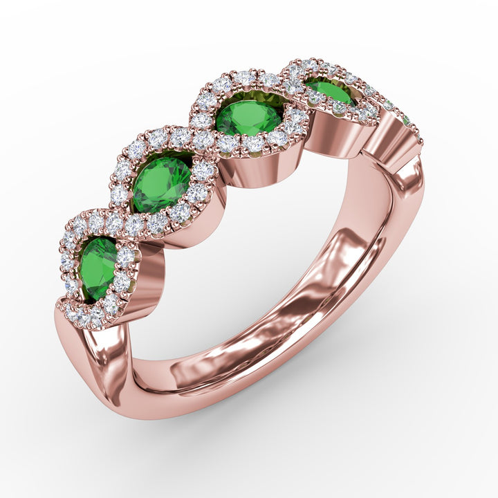 Hold Me Close Emerald and Diamond Twist Ring