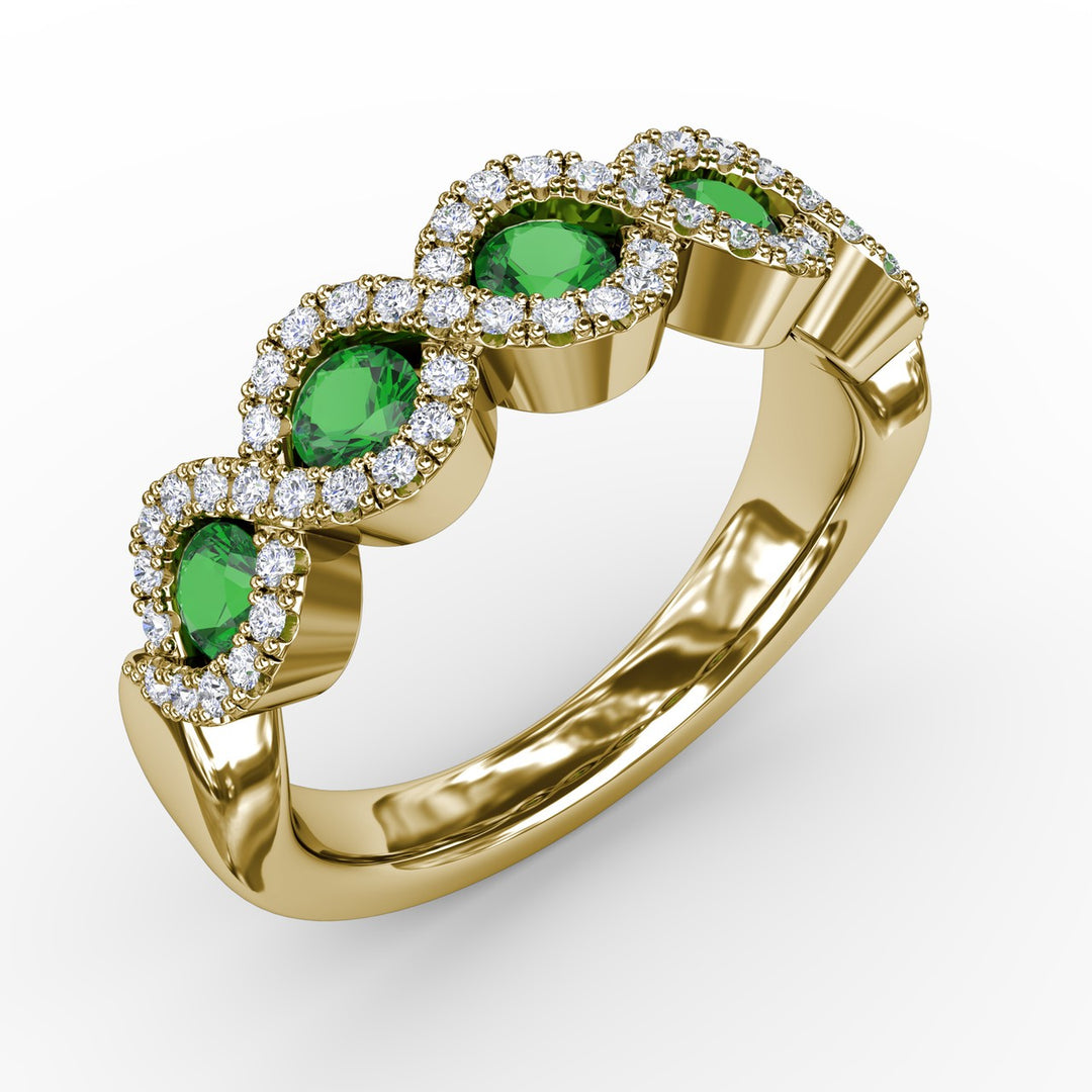 Hold Me Close Emerald and Diamond Twist Ring