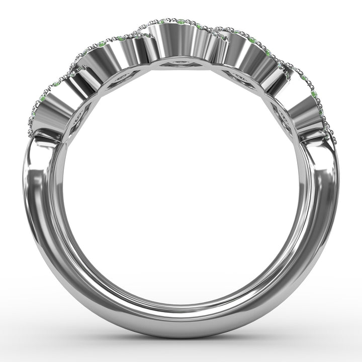 Hold Me Close Emerald and Diamond Twist Ring