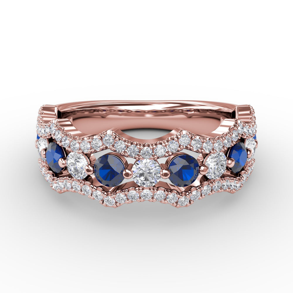 Endless Romance Sapphire and Diamond Wave Ring