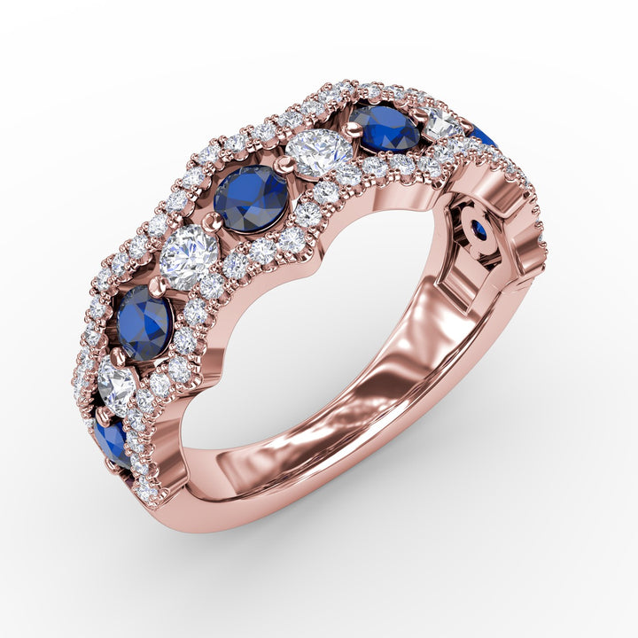 Endless Romance Sapphire and Diamond Wave Ring