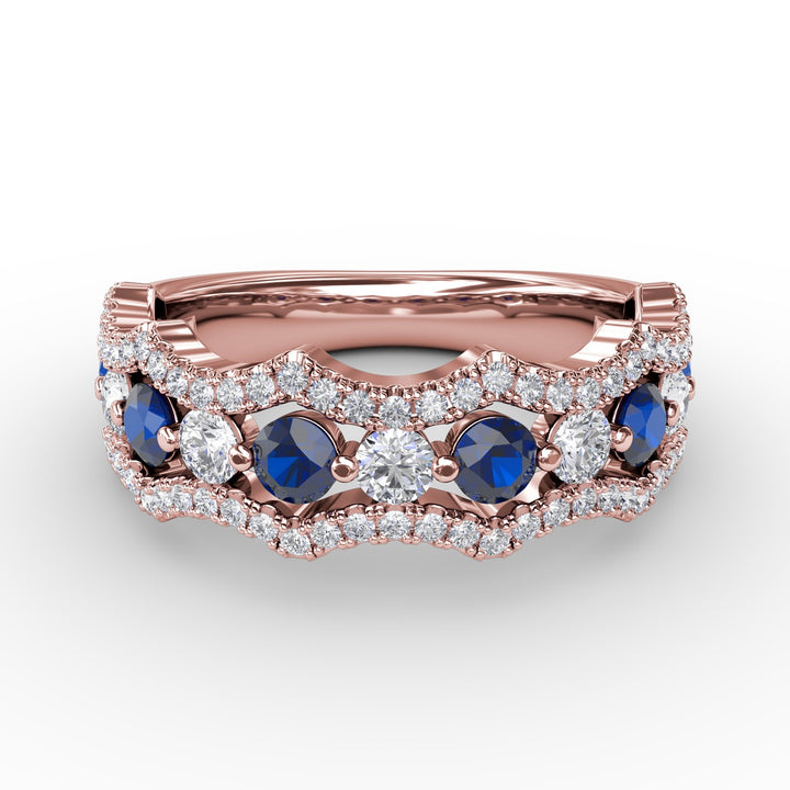 Endless Romance Sapphire and Diamond Wave Ring