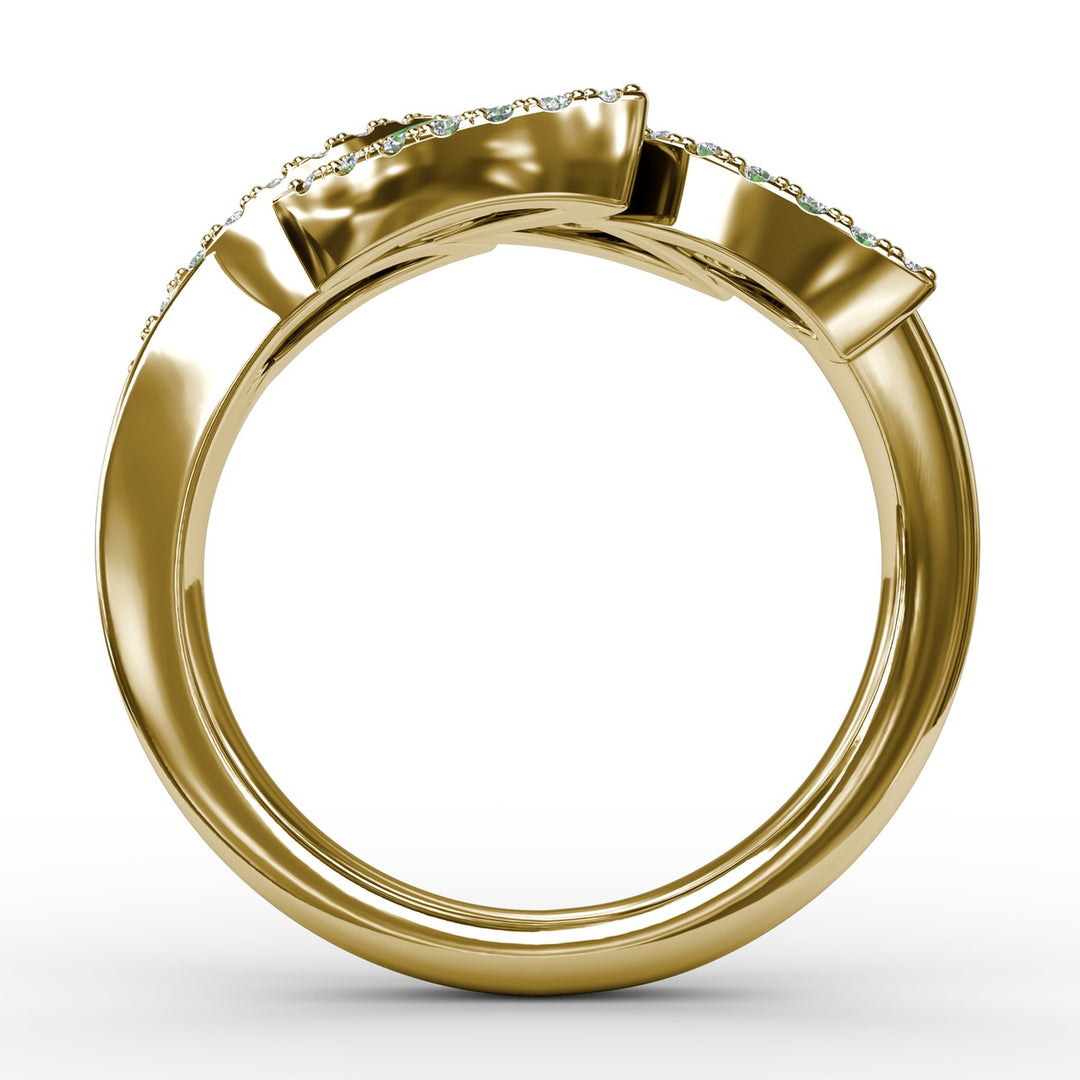 Glam Galore Emerald and Diamond Leaf Ring