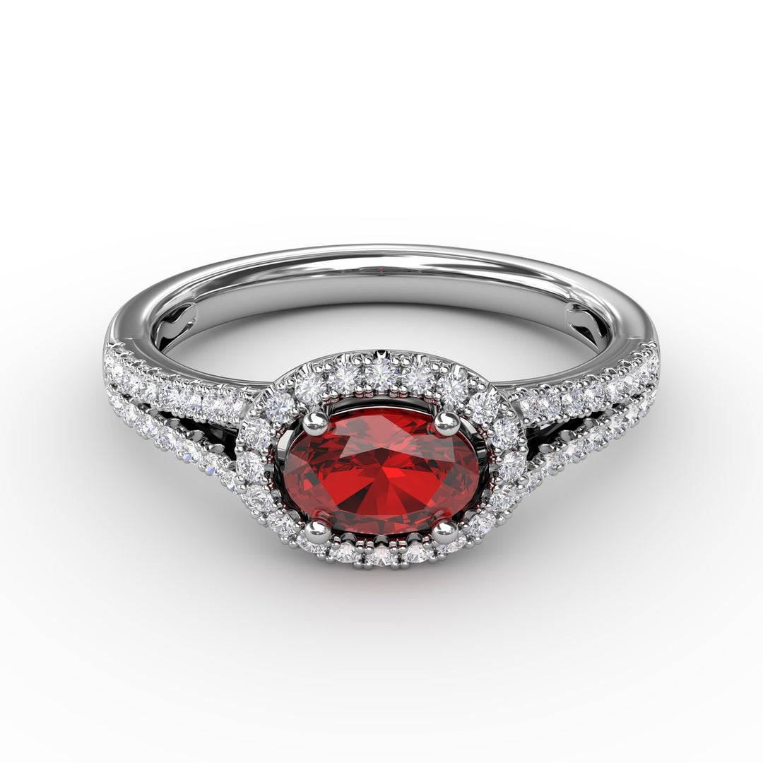 Halo Emerald and Diamond Ring