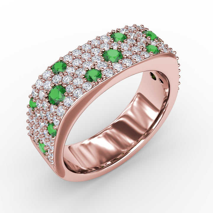 Under the Stars Emerald-Speckled Diamond Ring