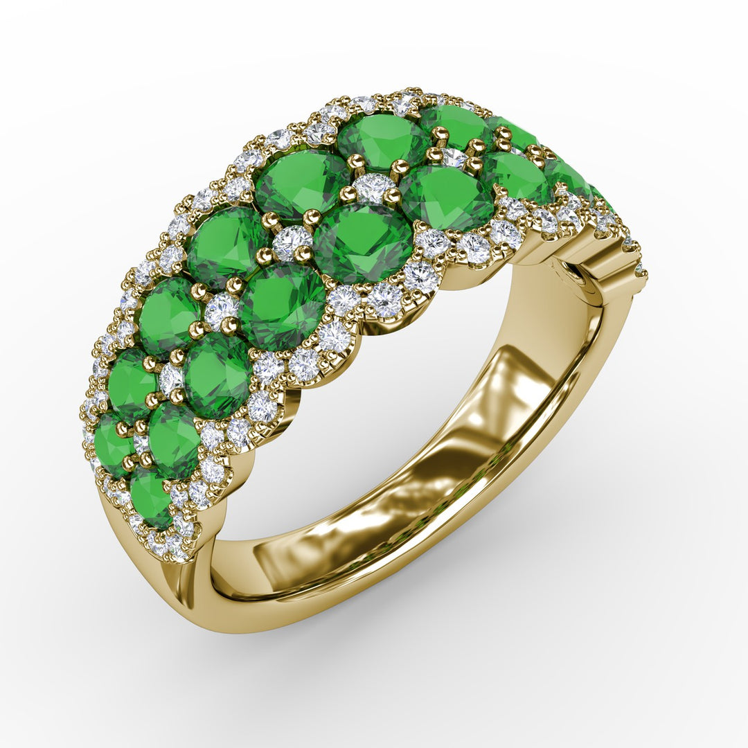 Get Sentimental Emerald and Diamond Double Row Ring