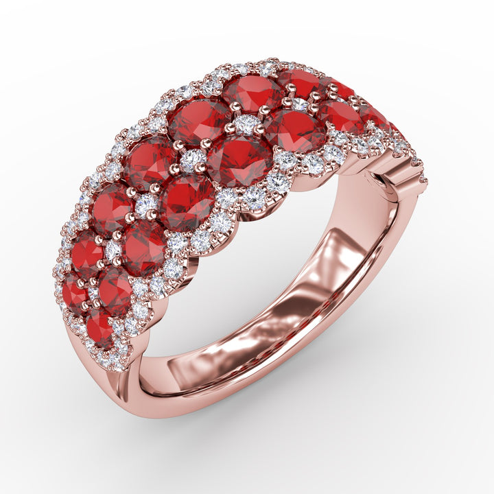 Get Sentimental Ruby and Diamond Double Row Ring