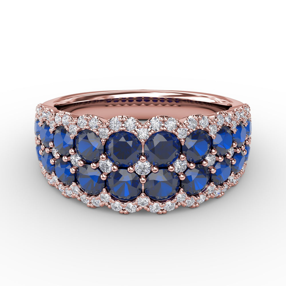 Get Sentimental Sapphire and Diamond Double Row Ring