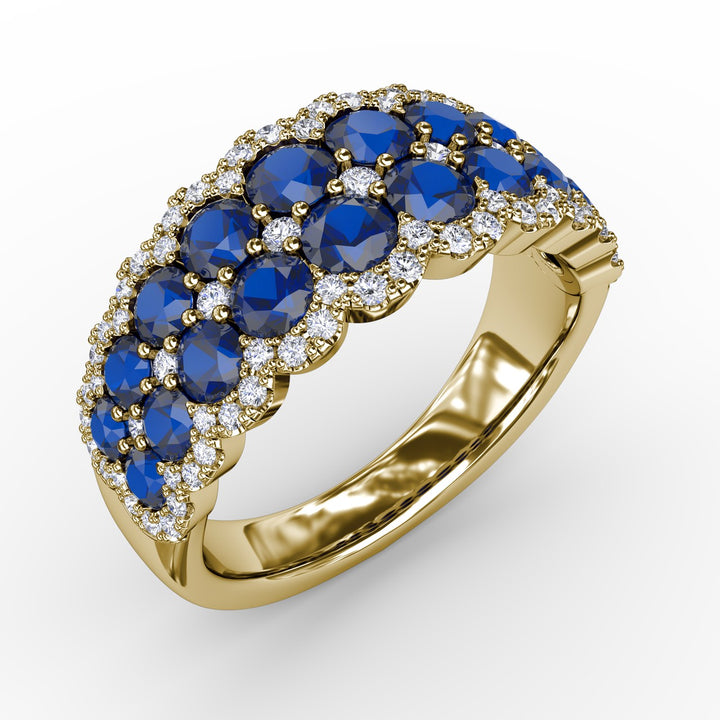 Get Sentimental Sapphire and Diamond Double Row Ring