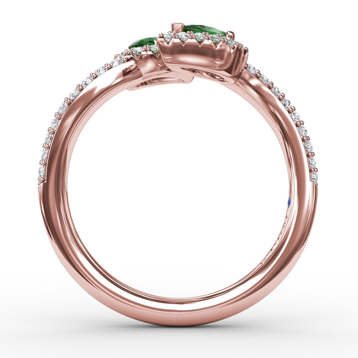 Double The Love Emerald and Diamond Ring