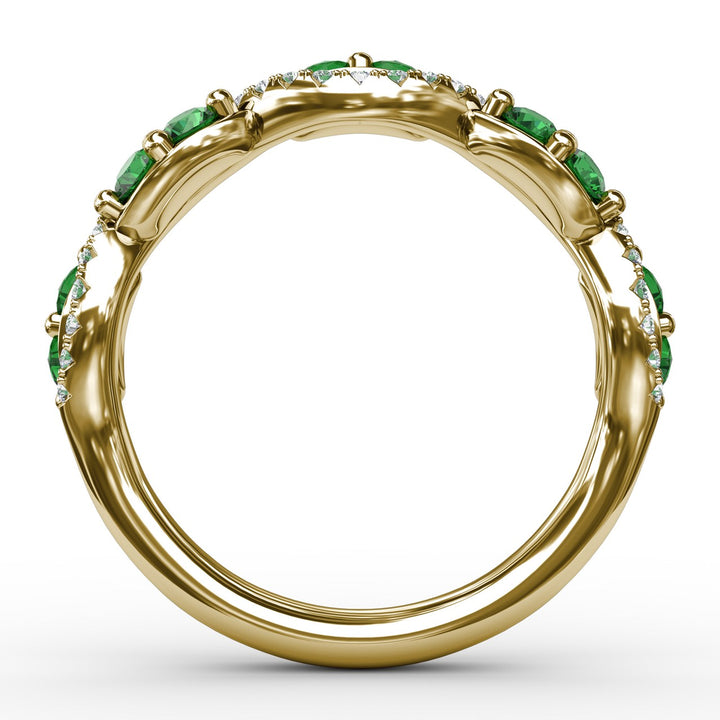 Emerald and Diamond Twist Ring