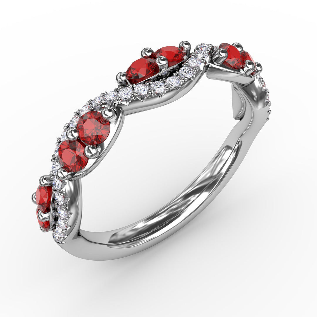 Ruby and Diamond Twist Ring