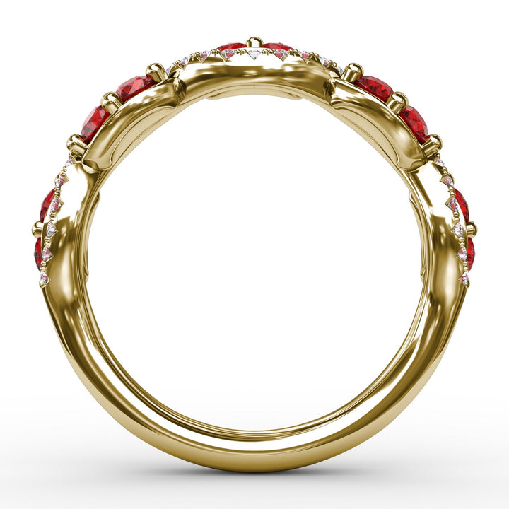 Ruby and Diamond Twist Ring