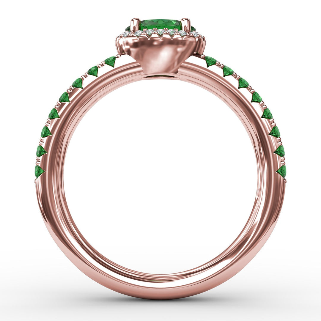 Double Row Oval Emerald and Diamond Ring