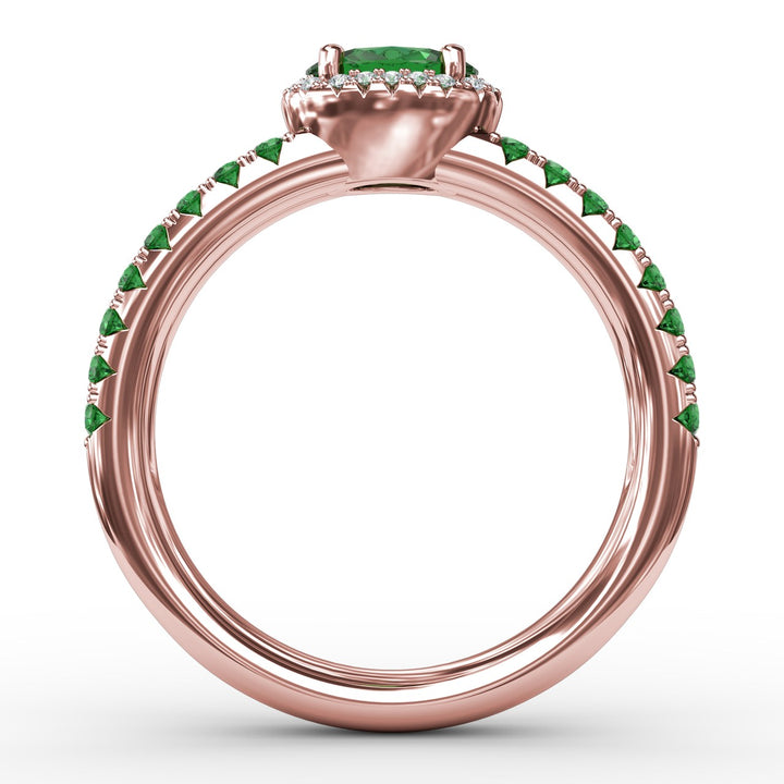 Double Row Oval Emerald and Diamond Ring
