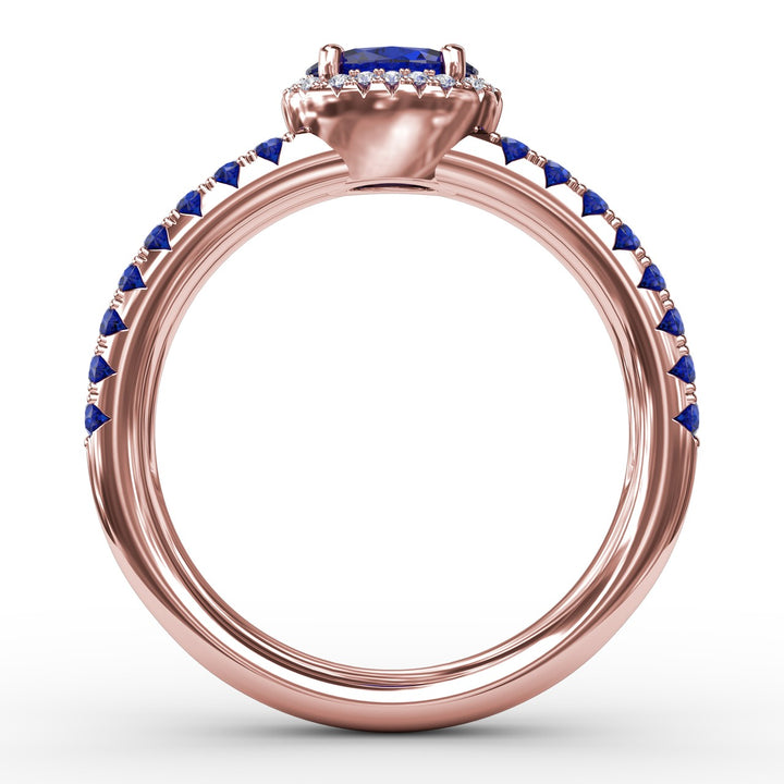 Double Row Oval Sapphire and Diamond Ring
