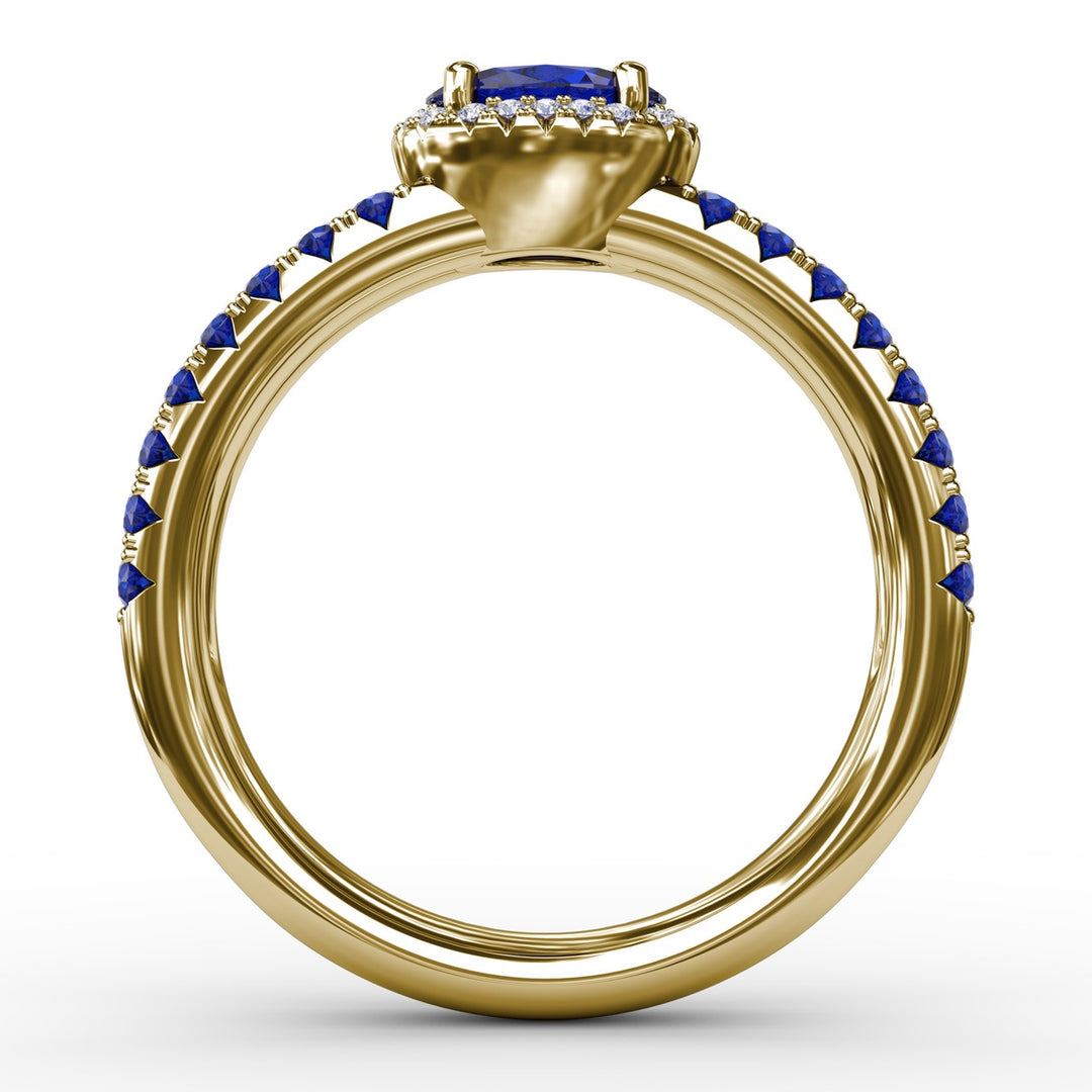 Double Row Oval Sapphire and Diamond Ring
