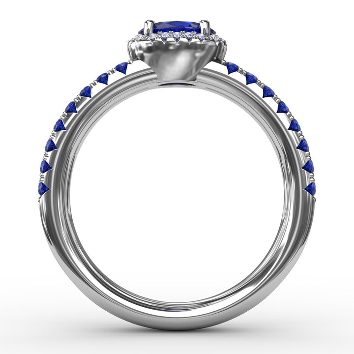 Double Row Oval Sapphire and Diamond Ring