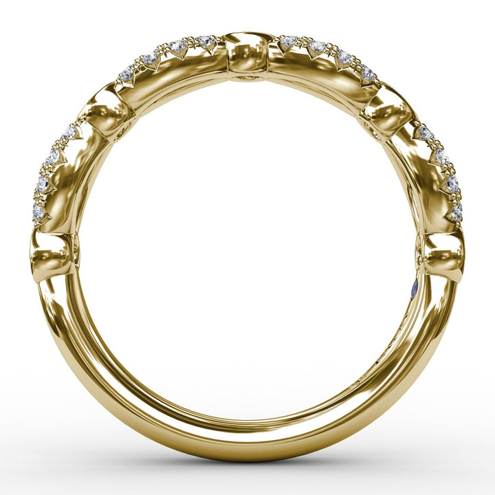 Scalloped Ring with Diamonds and Emeralds
