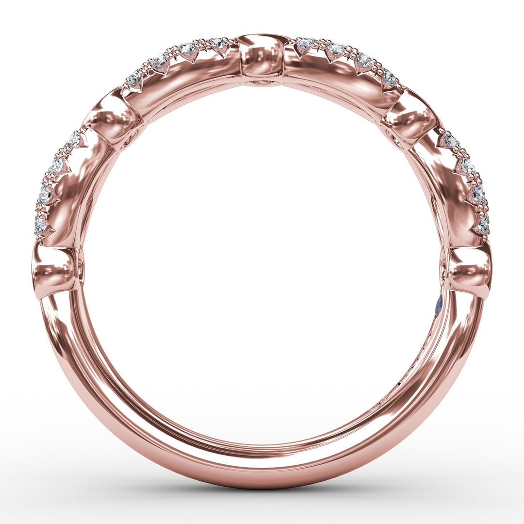 Scalloped Ring with Diamonds and Emeralds