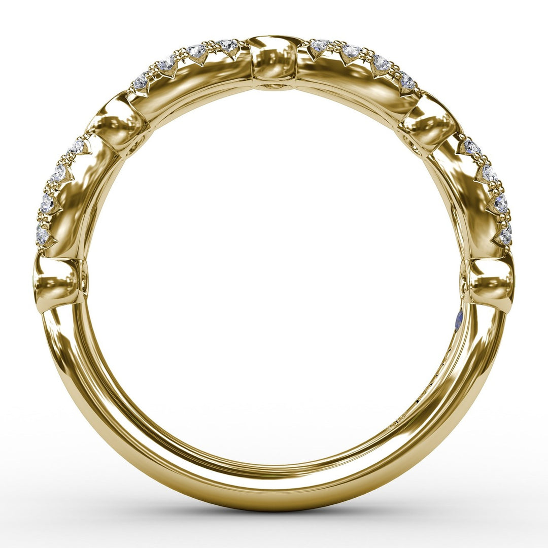 Scalloped Ring with Diamonds and Emeralds