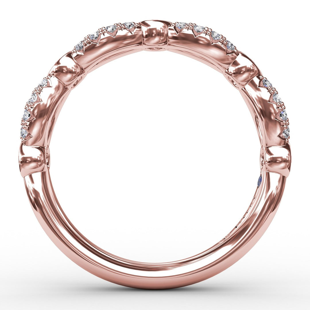 Scalloped Ring with Diamonds and Rubies