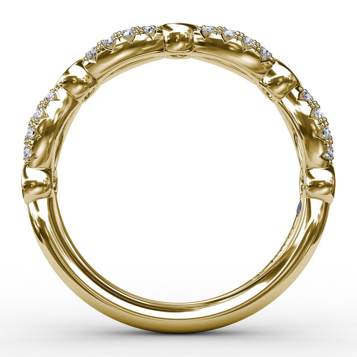 Scalloped Ring with Diamonds and Rubies