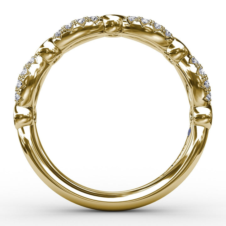 Scalloped Ring with Diamonds and Sapphires