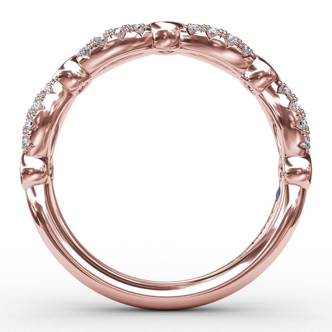 Scalloped Ring with Diamonds and Sapphires