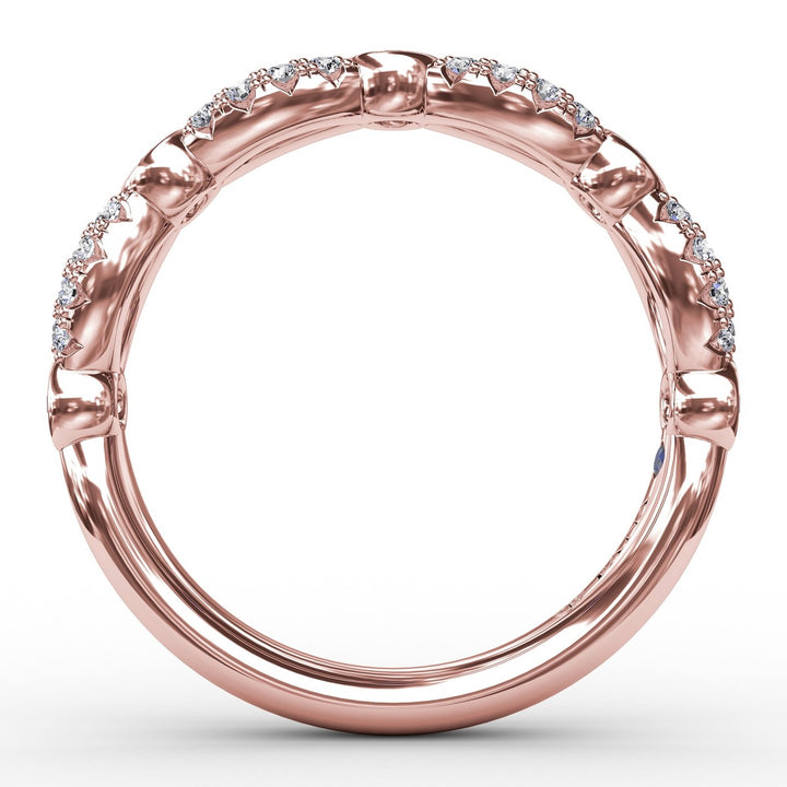 Scalloped Ring with Diamonds and Sapphires