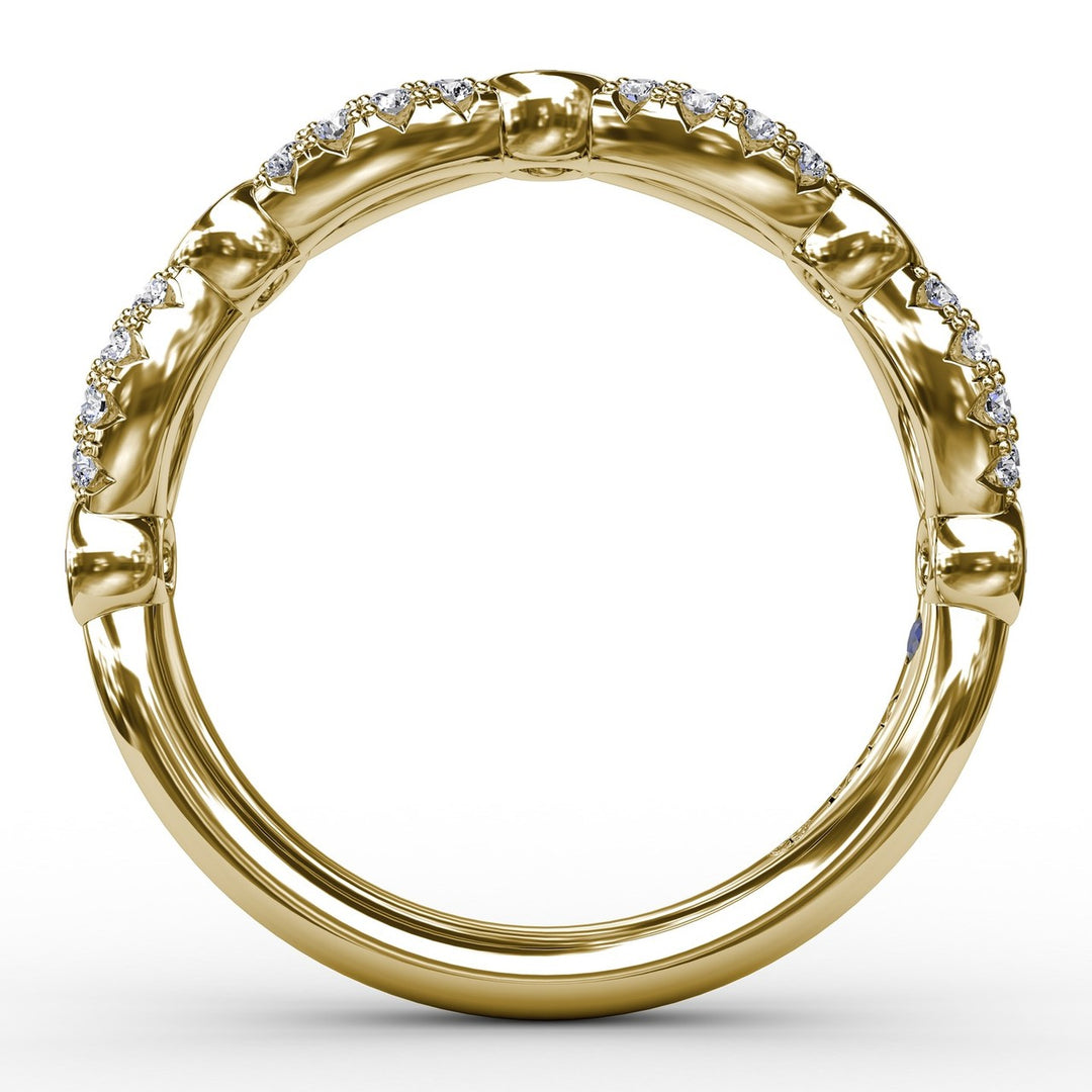 Scalloped Ring with Diamonds and Sapphires