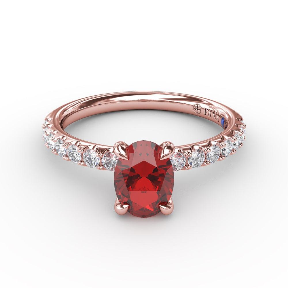 Striking Solitaire Ruby And Diamond Ring