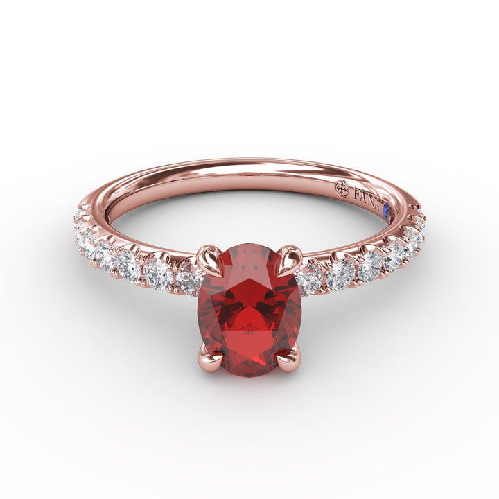 Striking Solitaire Ruby And Diamond Ring