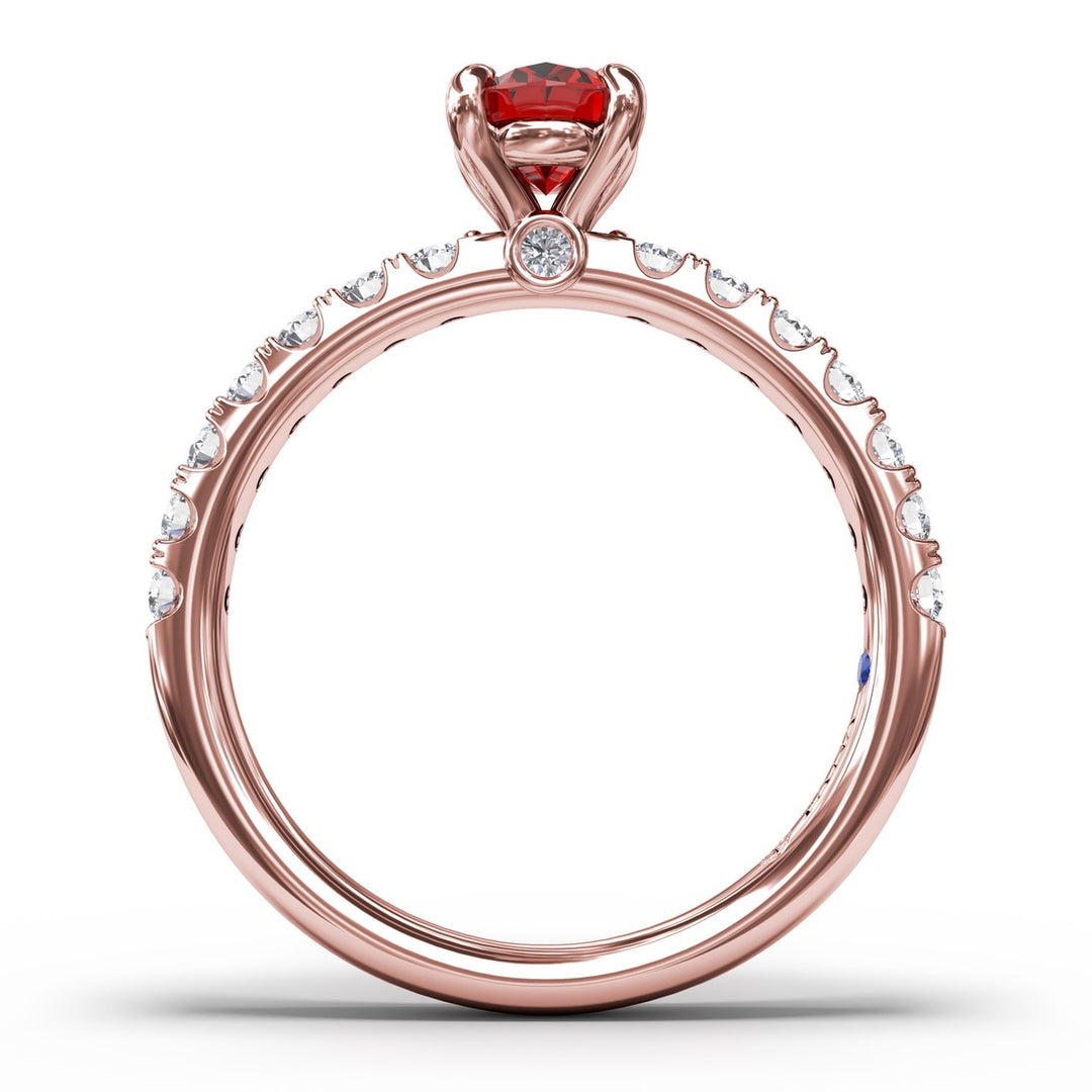 Striking Solitaire Ruby And Diamond Ring