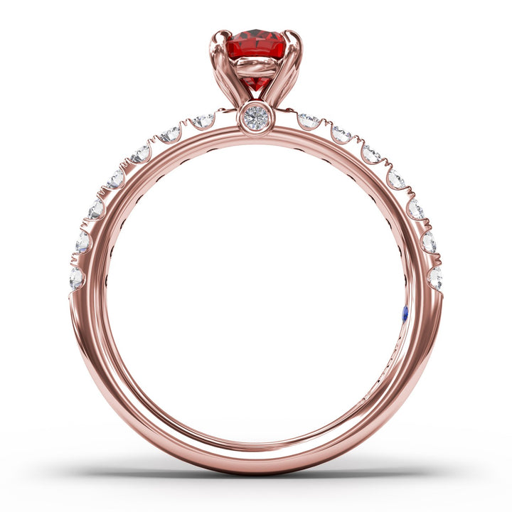 Striking Solitaire Ruby And Diamond Ring