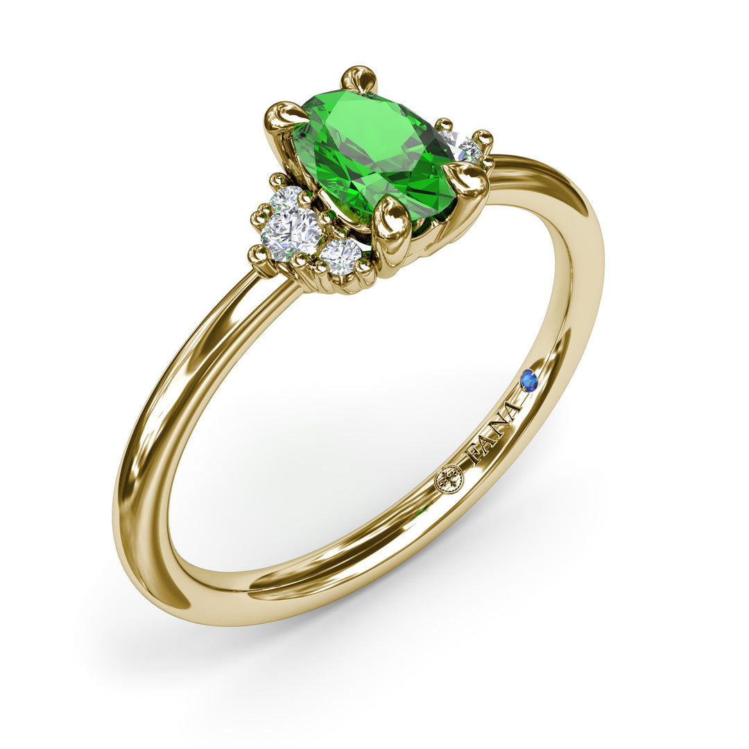 Emerald and Diamond Cluster Ring