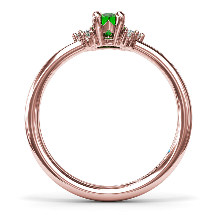 Emerald and Diamond Cluster Ring