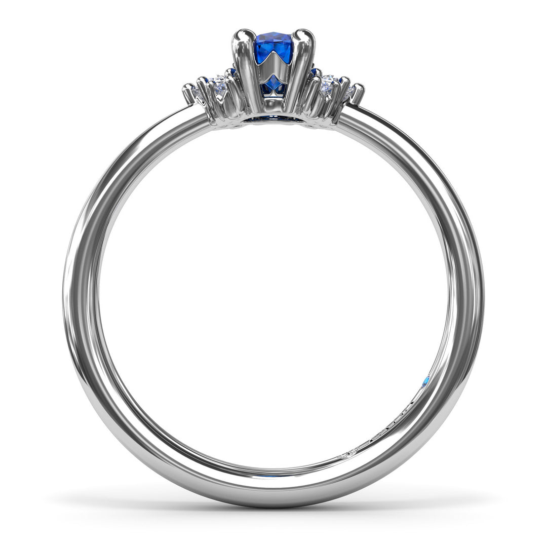 Sapphire and Diamond Cluster Ring
