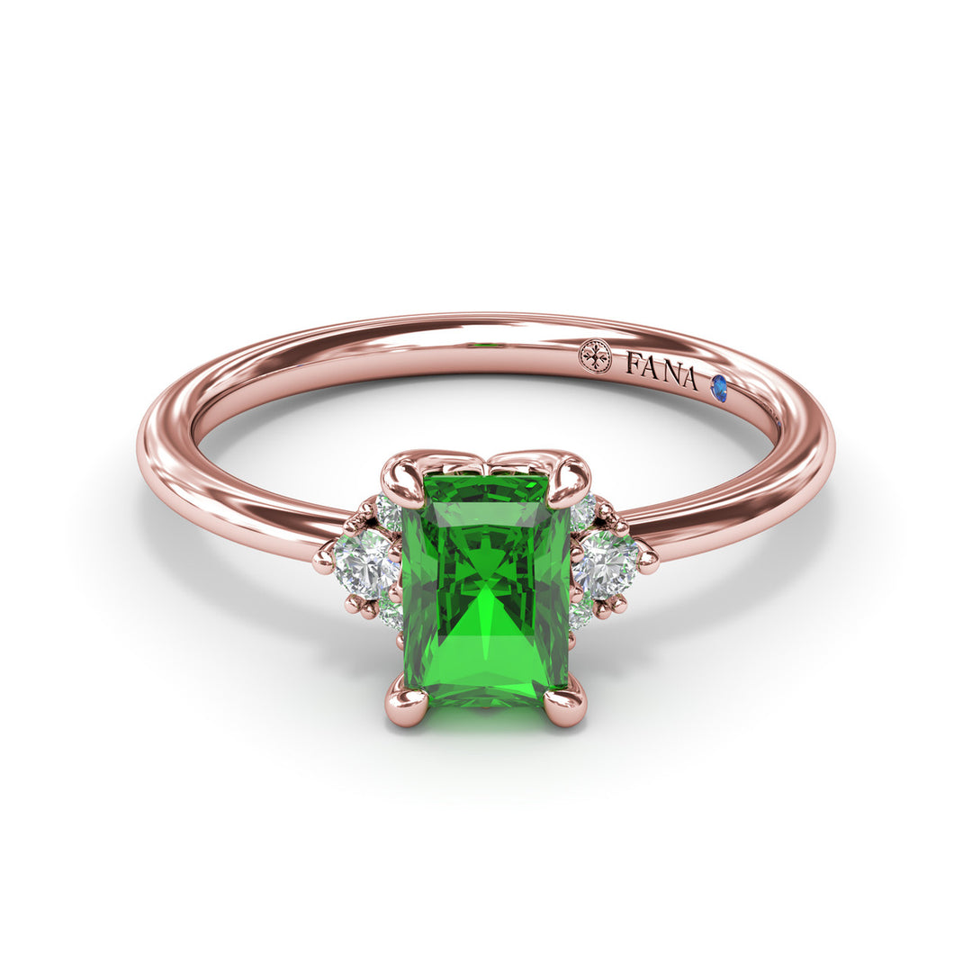 Emerald and Diamond Cluster Ring