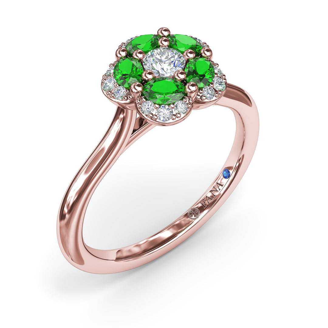 Floral Emerald and Diamond Ring