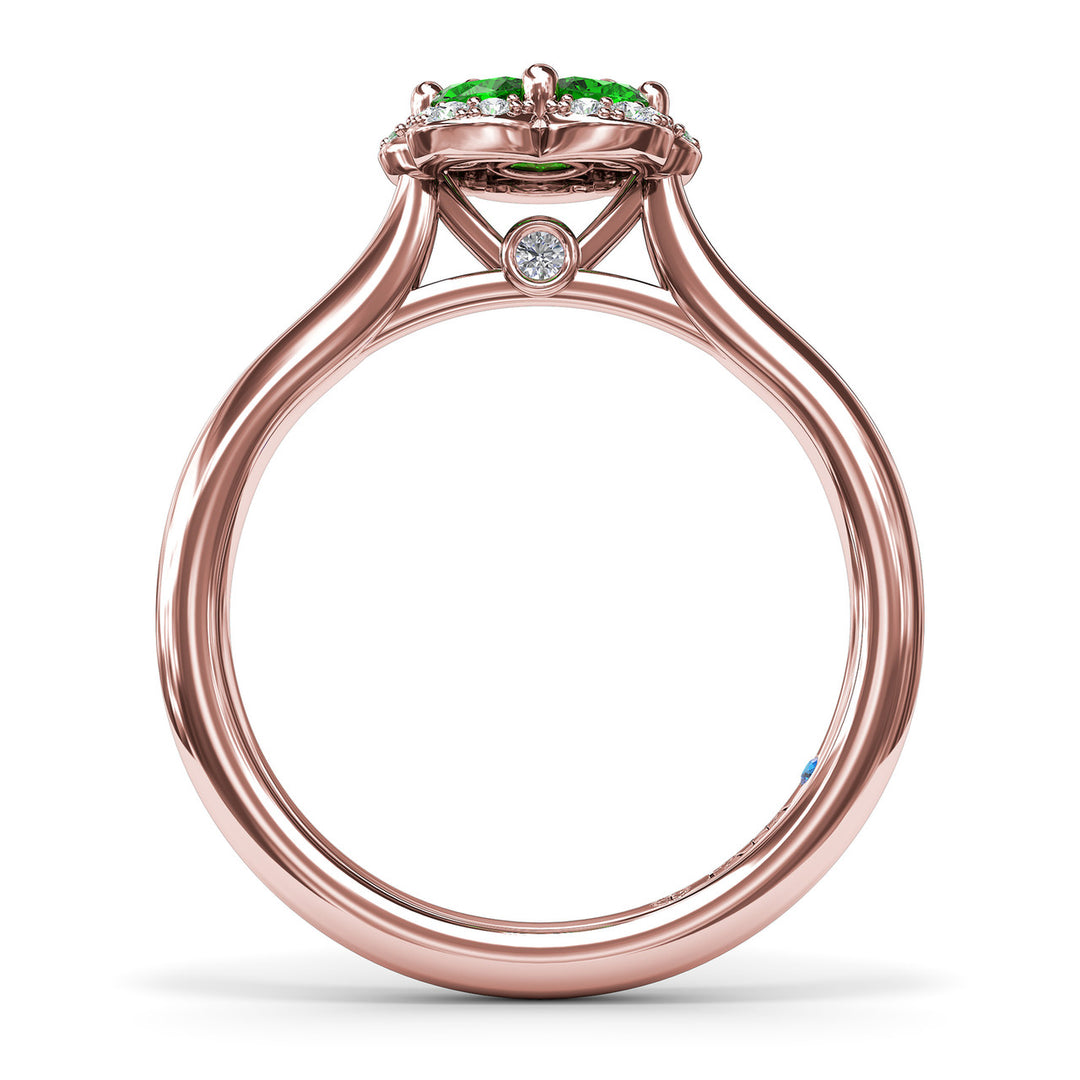 Floral Emerald and Diamond Ring
