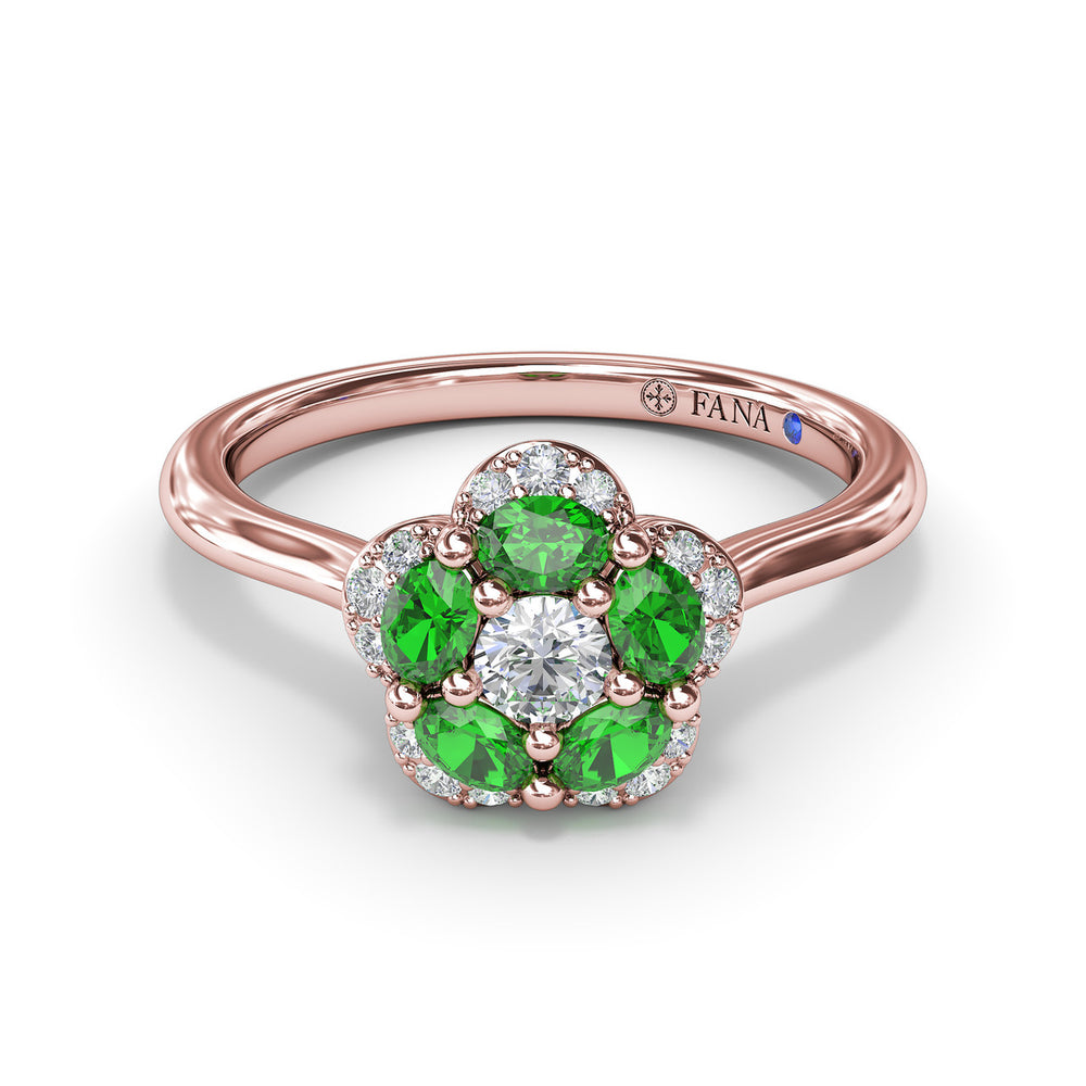Floral Emerald and Diamond Ring