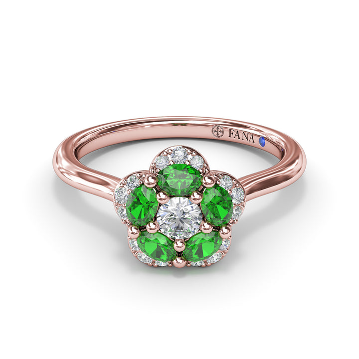 Floral Emerald and Diamond Ring