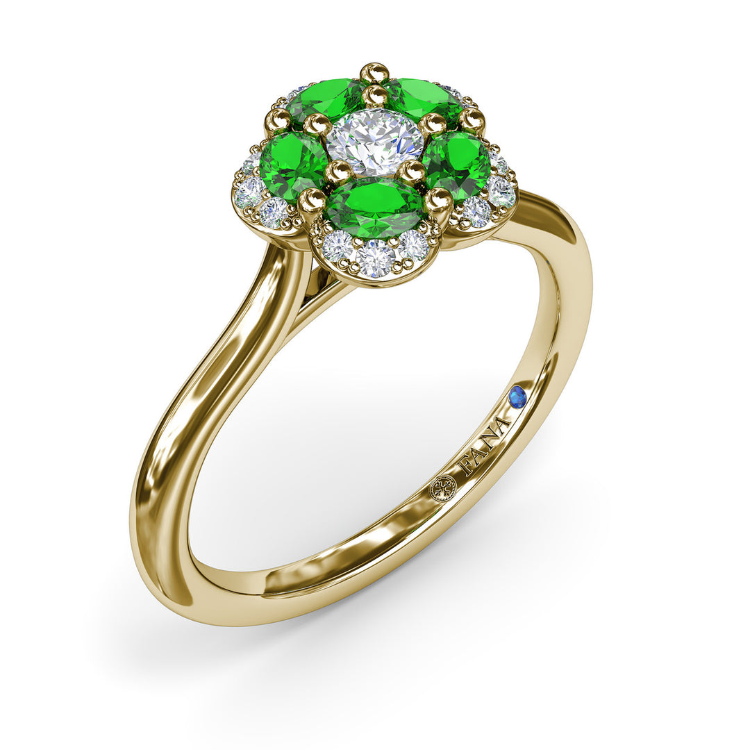 Floral Emerald and Diamond Ring