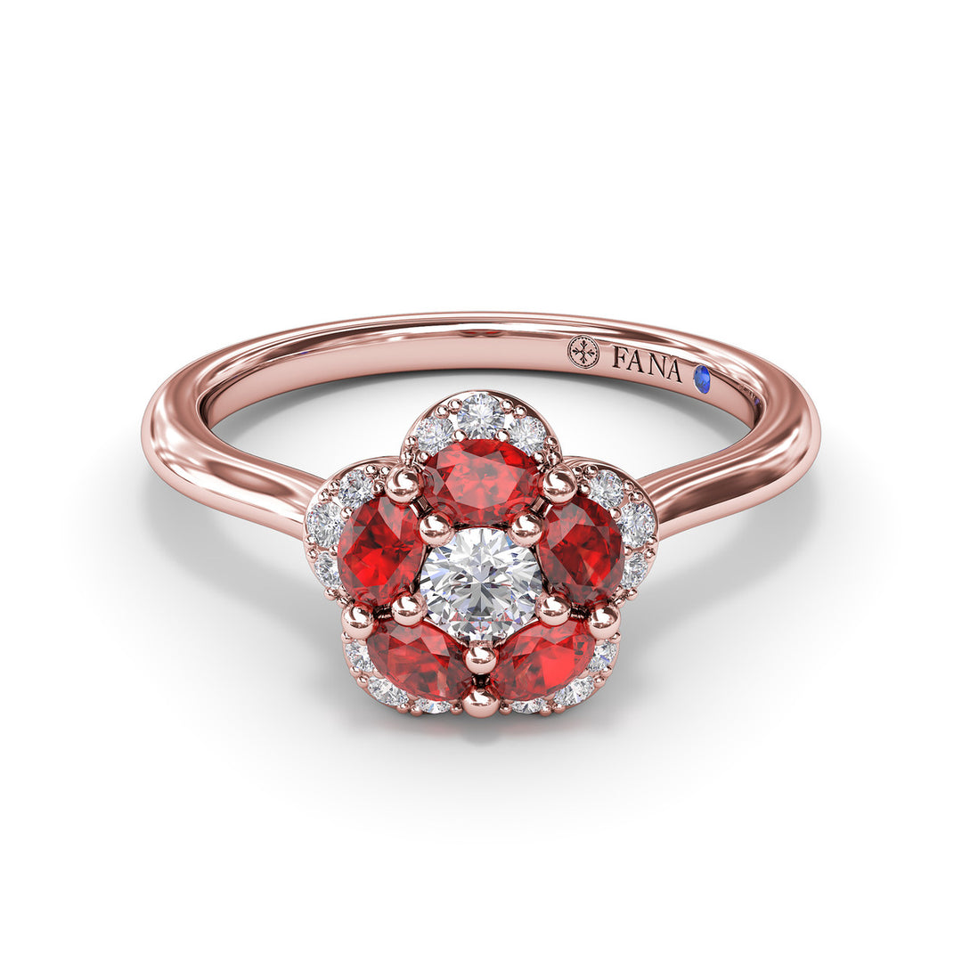 Floral Ruby and Diamond Ring