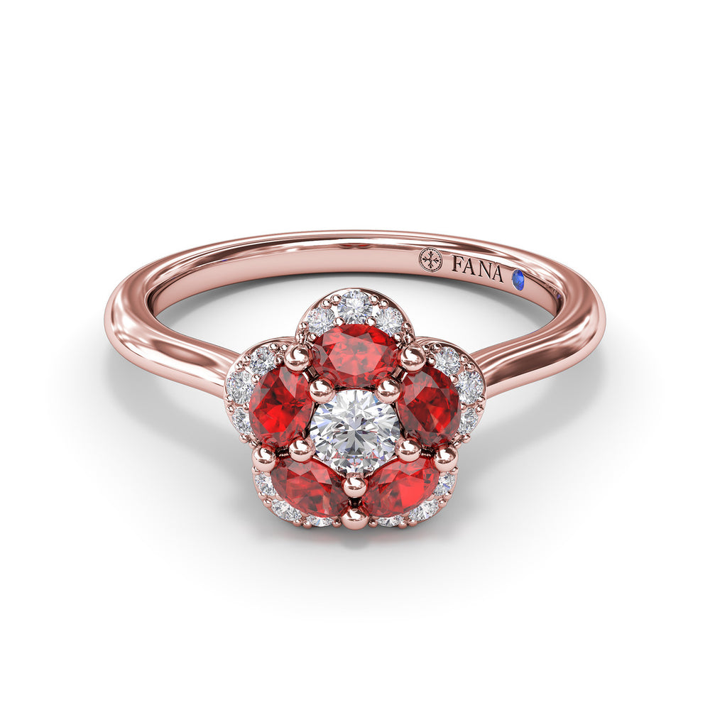 Floral Ruby and Diamond Ring