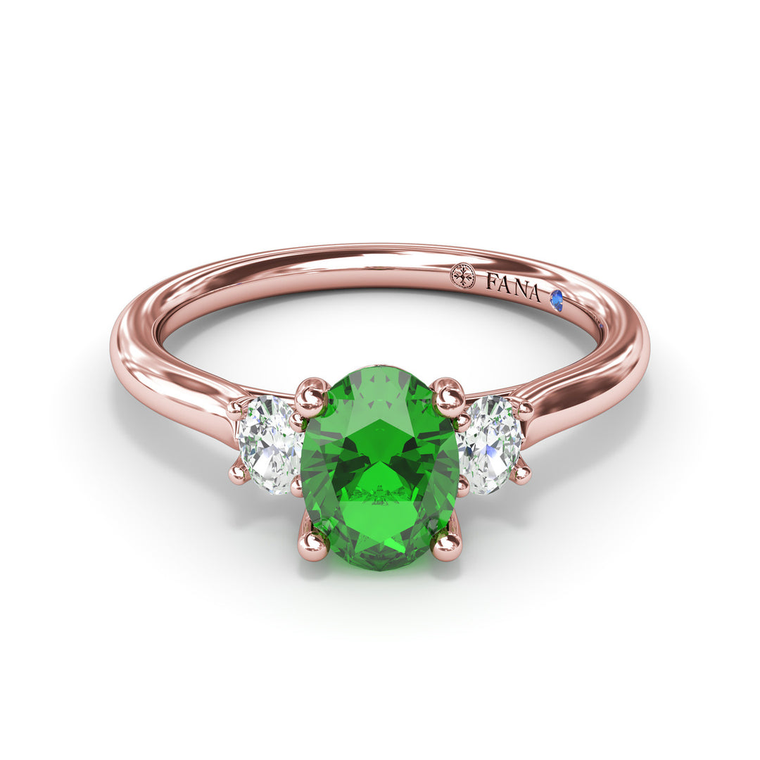 Three Stone Emerald and Diamond Ring