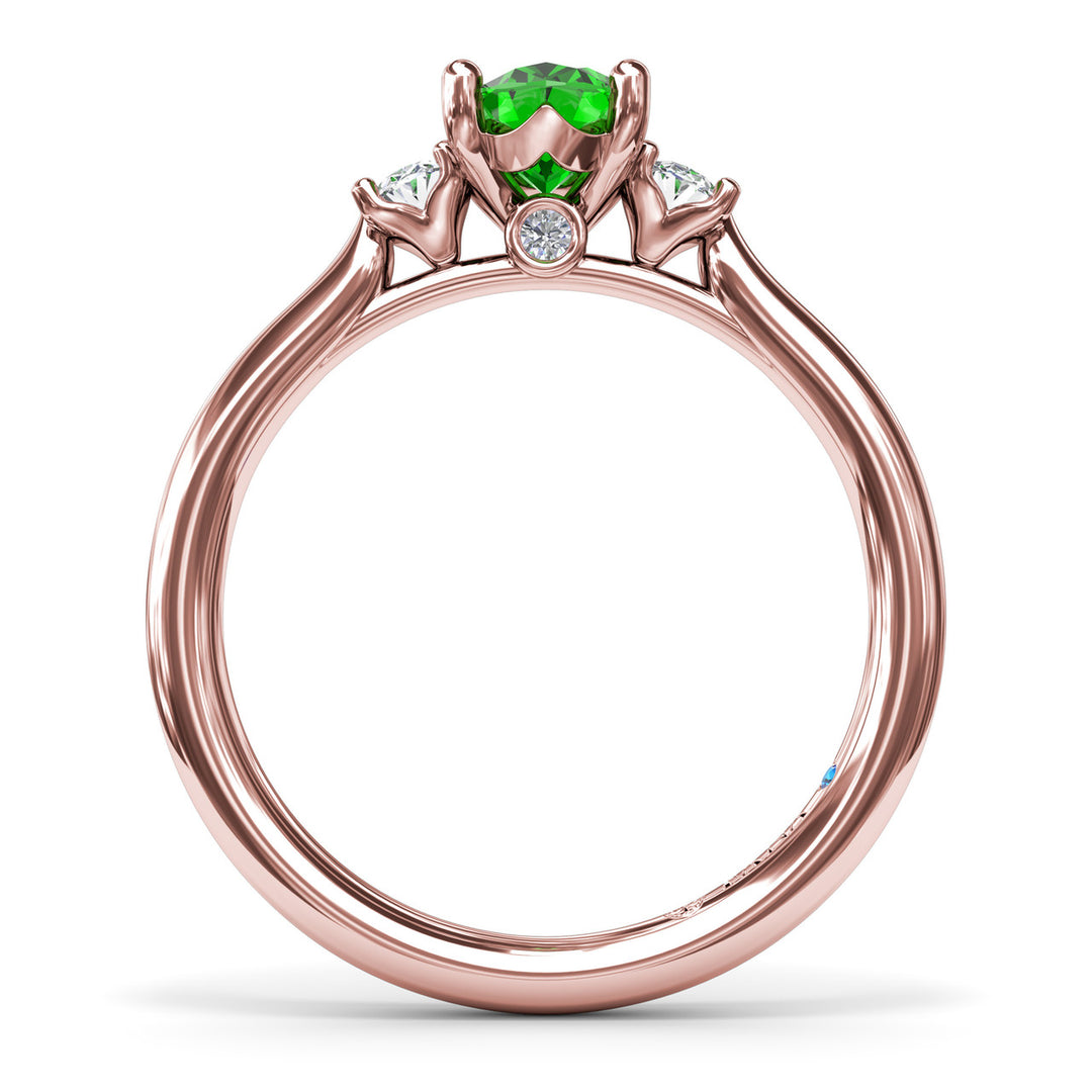 Three Stone Emerald and Diamond Ring